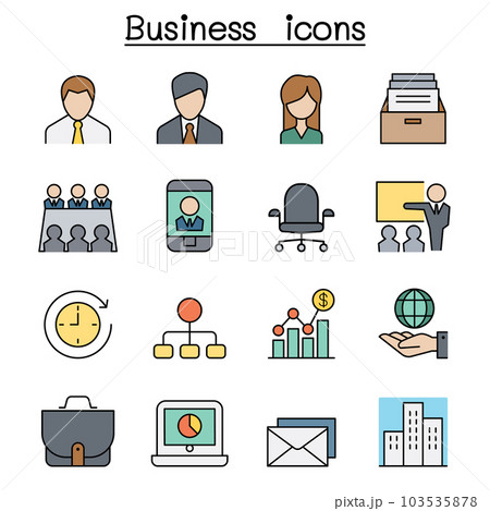 Business management color line icon set 103535878