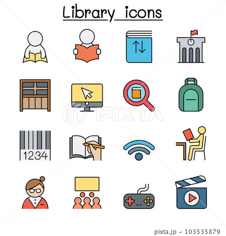Library color line icon set Library color line icon set 103535879