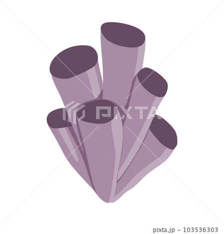 Purple sea and aquarium water plant or seaweed, underwater planting, vector 103536303