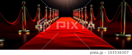 red carpet for VIP at ceremonies and festive events. acting, banner with copy space, made with Generative AI 103536307