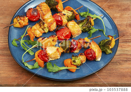 Fish barbecue skewer. Fish barbecue skewer. 103537888