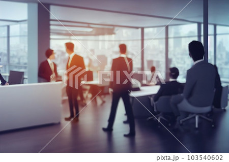 Blurred soft of people meeting at table. business people talking in modern office. Generative AI 103540602