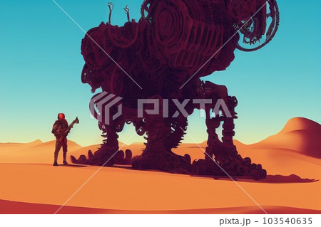 young survivor in the apocalyptic world, digital art style, illustration painting. Generative AI illustration. 103540635