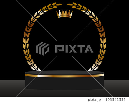 高級感のある月桂冠とライン入りの台座 ブラック&ゴールド 高級感のある月桂冠とライン入りの台座 ブラック&ゴールド 103541533