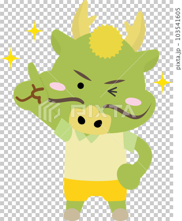 Full-body illustration of a dragon pointing to the index finger and showing the point Full-body illustration of a dragon pointing to the index finger and showing the point 103541605