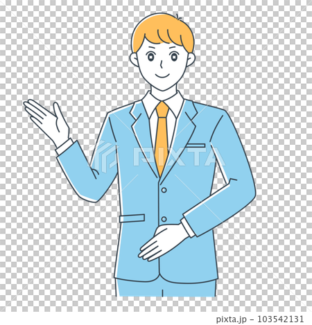 Illustration of a man in a suit guiding him (single color ver.) Illustration of a man in a suit guiding him (single color ver.) 103542131