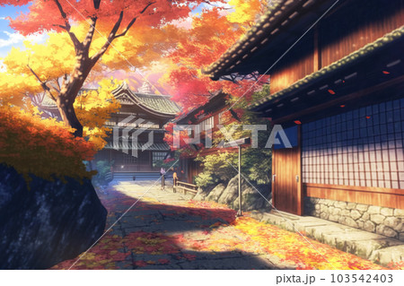 日本画 自然風景 秋の風景 日本画 自然風景 秋の風景 （自然、風景、秋、ほのぼの、農村