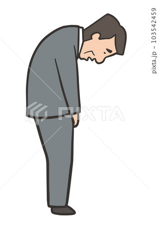 頭を下げて謝る人、スーツの中年男性 103542459