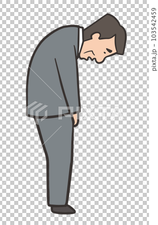 頭を下げて謝る人、スーツの中年男性 103542459