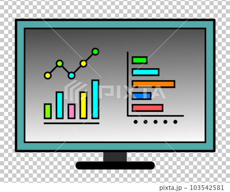 Illustration of a graph displayed on a computer monitor Illustration of a graph displayed on a computer monitor 103542581