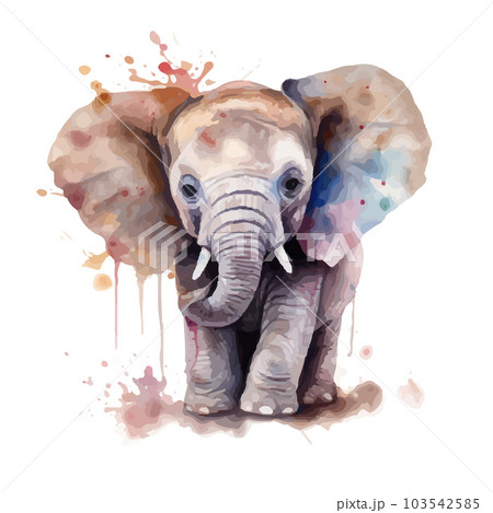 Elephant hand painted watercolor illustration isolated on white background. Elephant hand painted watercolor illustration isolated on white background. 103542585
