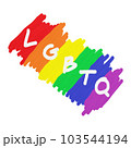 Painting of rainbow color with LGBTQ text, LGBTQ Pride Month, LGBTQ flag 103544194
