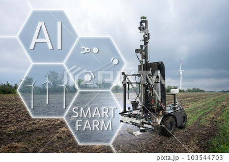 Robot for measuring soil quality in an agricultural field. 103544703
