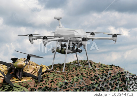 Military drone armed with bomb Military drone armed with bomb 103544712