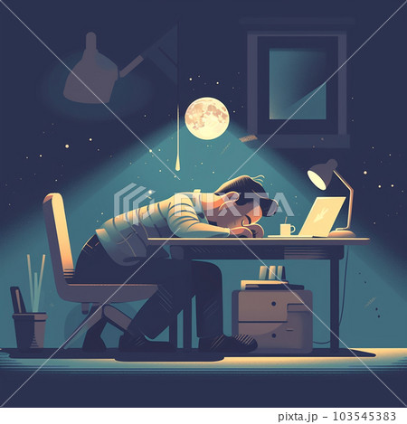 お疲れ気味のサラリーマン　AI画像 103545383