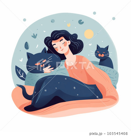 猫が大好きな女性 AI画像 猫が大好きな女性 AI画像 103545408
