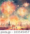 夜空に輝く打ち上げ花火　AI画像 103545457