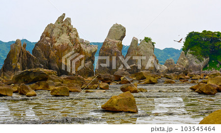 珍しい奇岩の風景 橋杭岩 「はしぐいいわ」 珍しい奇岩の風景 橋杭岩 「はしぐいいわ」 103545464
