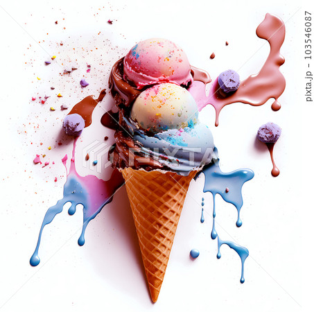 落ちたアイスをイメージしたグラフィック素材-Generative AI 103546087