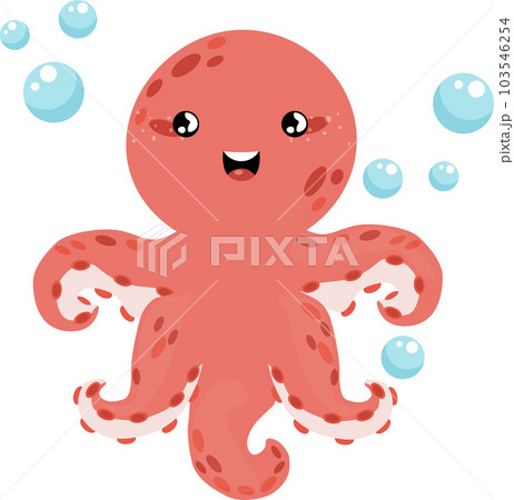 Cute Red Octopus Cartoon Vector. Vector...のイラスト素材 [103546254] - PIXTA