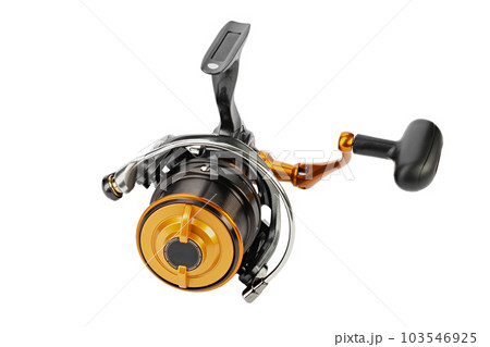 spinning mechanism for fishing, isolated on white background spinning mechanism for fishing, isolated on white background 103546925