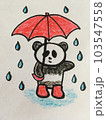 赤い傘と雨靴を履き、てくてく歩くパンダ 103547558