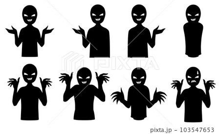 悪人イメージの黒いシルエットの人物のイラストセット 103547653