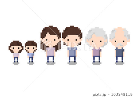 Set of Icon growing couple from boy - girl, man - woman, old couple, Pixel 8-bit style 103548119