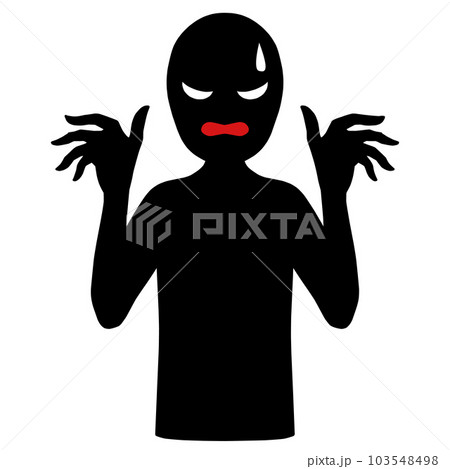 焦る悪人イメージのシルエットの人物イラスト素材 103548498
