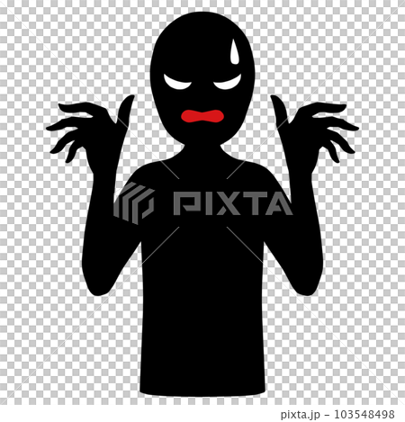 焦る悪人イメージのシルエットの人物イラスト素材 103548498