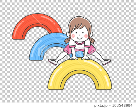 Illustration of a girl playing with tire playground equipment 103548994