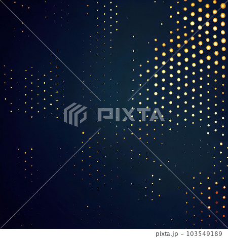Abstract golden dynamic wavy line dotted texture ,Dark blue background with copy space  103549189
