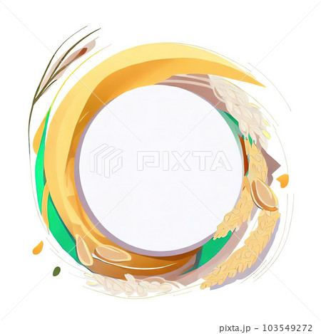 Abstract design of a circular frame with paddy,rice around it, used for banners, flyers, posters, advertisements . 103549272