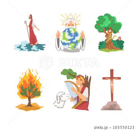 Bible Narrative and Biblical Story for Christian and Jewish Vector Illustration Set 103550123