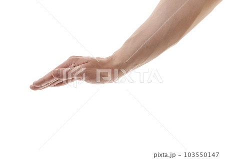 Man hand to protecting something isolated on white background 103550147