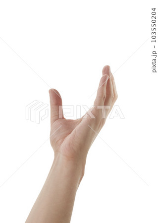 Man hand to hold something isolated on white background 103550204