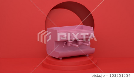 Abstract scene or podium with espresso coffee machine on monochrome Abstract scene or podium with espresso coffee machine on monochrome 103551354