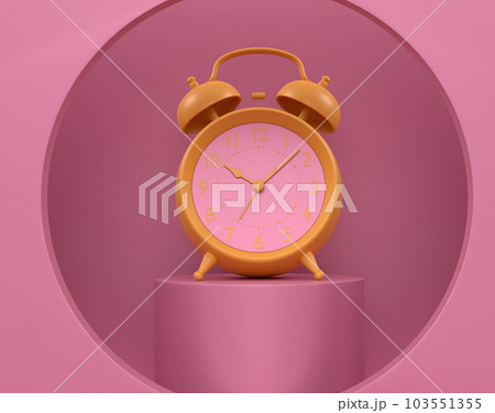 Abstract scene or podium with alarm clock on monochrome background. 103551355