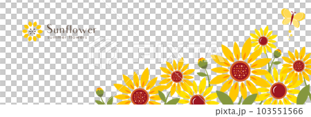 ひまわりのバナー背景 シンプル＆フラットな夏の花飾りイラスト 103551566