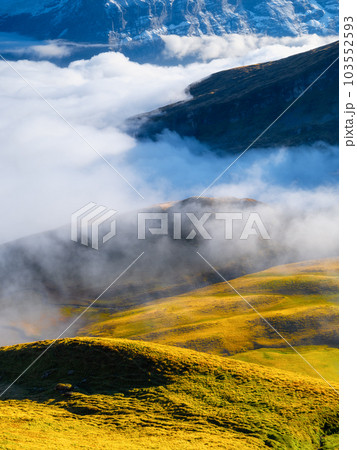Mountain scenery in the summertime. A place for mountain hiking with a beautiful view. 103552593
