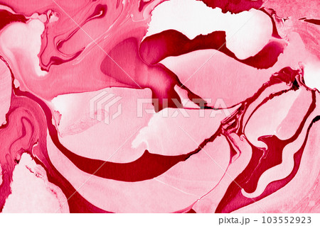 Spread-out acrylic paint. Abstract background, made in the technique of fluid art. Demonstrating the colors of 2023 - Viva Magenta 103552923