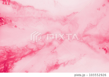 Spread-out acrylic paint. Abstract background, made in the technique of fluid art. Demonstrating the colors of 2023 - Viva Magenta 103552926