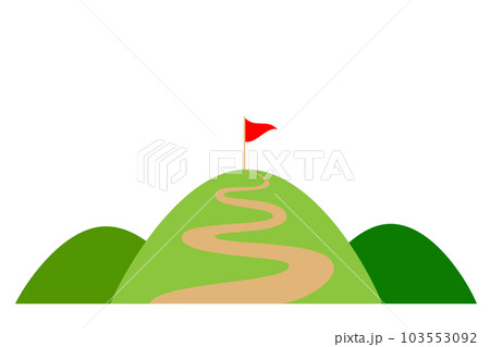 山頂に立てられた旗。明確な目標のイメージ。目標を達成するビジネスアイコン。 103553092