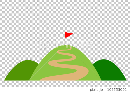 山頂に立てられた旗。明確な目標のイメージ。目標を達成するビジネスアイコン。 103553092