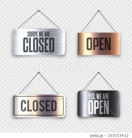 Brushed metal Open and Closed hanging...のイラスト素材 [103553412] - PIXTA