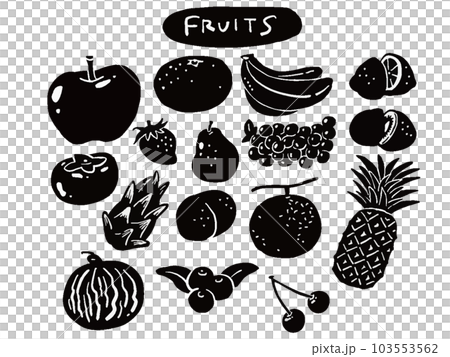 Fruit single color hand drawn mark style illustration set 103553562