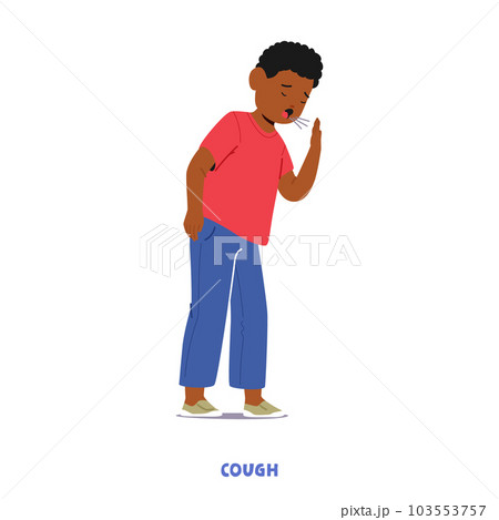 Child Boy Character Coughing, Symptom Of Respiratory Illness In Children, Caused By Infections, Allergies, Or Irritants Child Boy Character Coughing, Symptom Of Respiratory Illness In Children, Caused By Infections, Allergies, Or Irritants 103553757