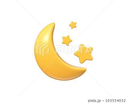 Weather icon night moon and stars 3D 103554032