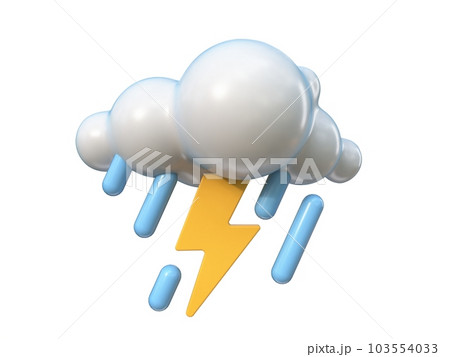 Weather icon Rain storm with lightning 3D 103554033