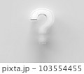 Close up question mark on a gray background. Interrogative topics. 3d rendering. Illustration for advertising. Transparent scrached galss volumed question mark. 103554455